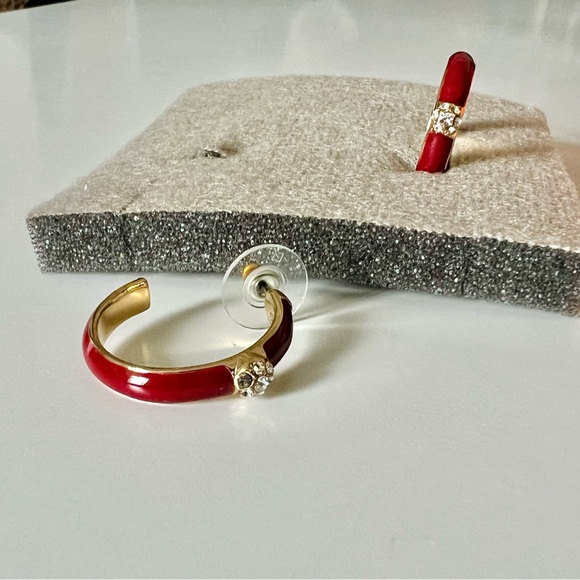 NIB Yanbal Hoop Earrings Argollas Brillo Terra - red enamel - Picture 8 of 12